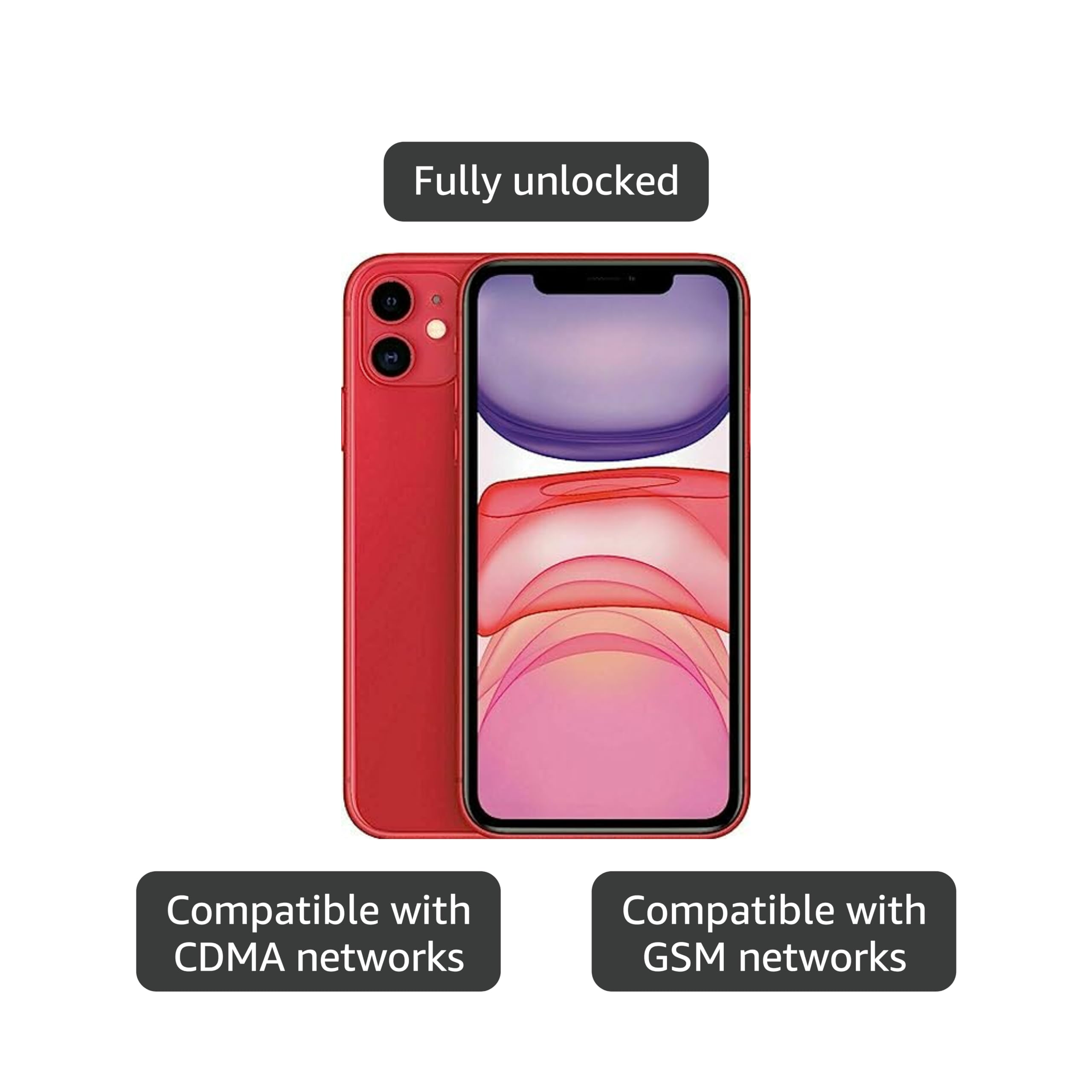 Amazon.com: Apple iPhone 11, US Version, 128GB, Red - Unlocked